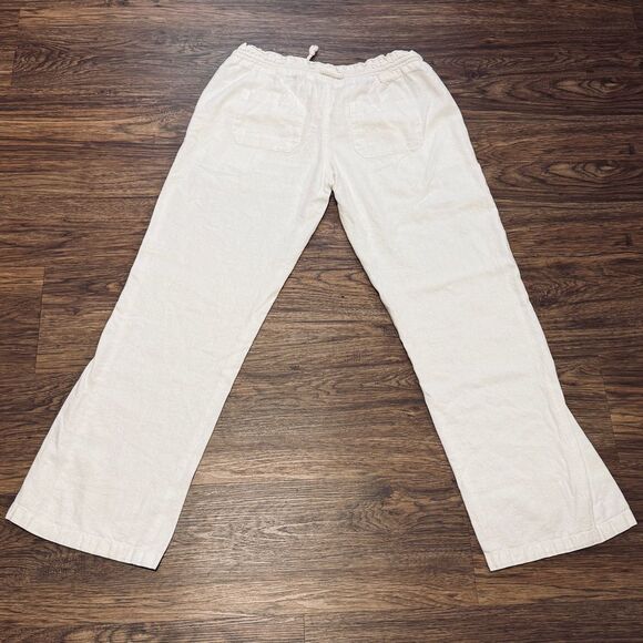 Roxy Oceanside Drawstring Pants Cotton Linen Blend White Size Large - Picture 13 of 15